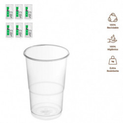 Tradineur - Pack de 48 vasos reutilizables de plástico, 100% reciclables, extra resistentes, higiénicos, apilables - 12 x 9,5 cm