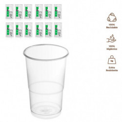 Tradineur - Pack de 96 vasos reutilizables de plástico, 100% reciclables, extra resistentes, higiénicos, apilables - 12 x 9,5 cm