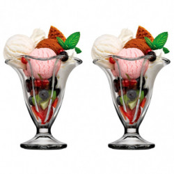Tradineur - Pack de 2 copas de helado, modelo Canada, vidrio soda lime, diseño sofisticado y elegante, postres, cócteles, aptas