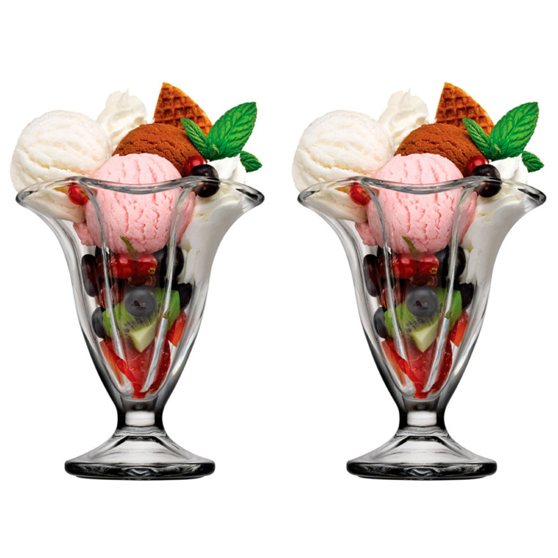 Tradineur - Pack de 2 copas de helado, modelo Canada, vidrio soda lime, diseño sofisticado y elegante, postres, cócteles, aptas Tradineur - Pack de 2 copas de helado, modelo Canada, vidrio soda lime, diseño sofisticado y elegante, postres, cócteles, aptas