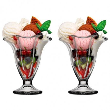 Tradineur - Pack de 2 copas de helado, modelo Canada, vidrio soda lime, diseño sofisticado y elegante, postres, cócteles, aptas