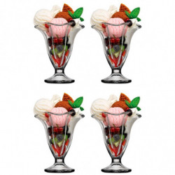 Tradineur - Pack de 4 copas de helado, modelo Canada, vidrio soda lime, diseño sofisticado y elegante, postres, cócteles, aptas