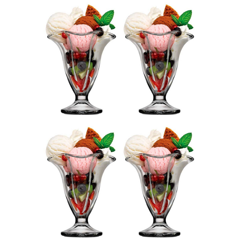 Tradineur - Pack de 4 copas de helado, modelo Canada, vidrio soda lime, diseño sofisticado y elegante, postres, cócteles, aptas Tradineur - Pack de 4 copas de helado, modelo Canada, vidrio soda lime, diseño sofisticado y elegante, postres, cócteles, aptas