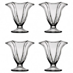Tradineur - Pack de 4 copas de helado, modelo Canada, vidrio soda lime, diseño sofisticado y elegante, postres, cócteles, aptas