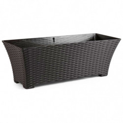 Tradineur - Jardinera Rattan Rectangular de Plástico - Fabricado en España - Ideal para Plantas, hogar, jardín y terrazas - 60 c
