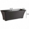 Tradineur - Jardinera Rattan Rectangular de Plástico - Fabricado en España - Ideal para Plantas, hogar, jardín y terrazas - 60 c
