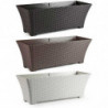Tradineur - Jardinera Rattan Rectangular de Plástico - Fabricado en España - Ideal para Plantas, hogar, jardín y terrazas - 60 c