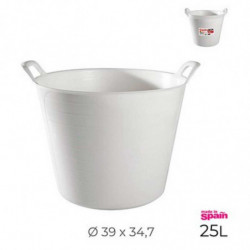 Tradineur - Capazo redondo con asas - Capacidad de 25 litros - Fabricado en España - Apto para uso Alimentario - Ø 39 x 34,7 cm