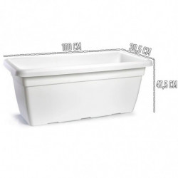 Tradineur - Jardinera de plástico sin Plato - 100 cm - Agujeros de drenaje - Modelo PLFT - Forma Rectangular - Ideal para decora
