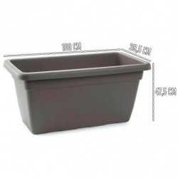 Tradineur - Jardinera de plástico sin Plato - 100 cm - Agujeros de drenaje - Modelo PLFT - Forma Rectangular - Ideal para decora