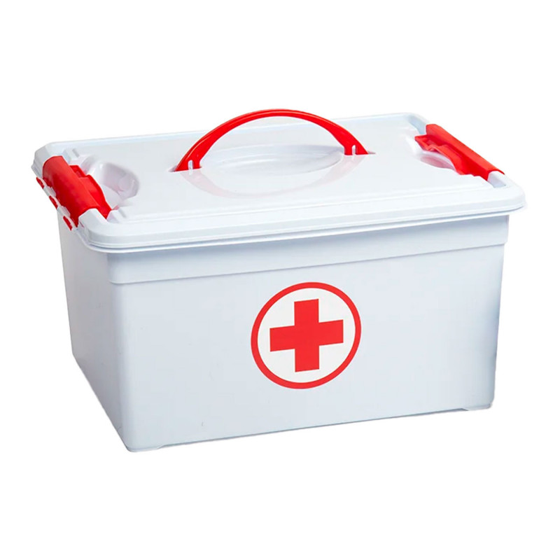Tradineur - Caja de botiquín de 12 Litros - Fabricado en Plástico - Cierre Seguro - Incluye Bandeja - Almacenamiento de primero Tradineur - Caja de botiquín de 12 Litros - Fabricado en Plástico - Cierre Seguro - Incluye Bandeja - Almacenamiento de primero