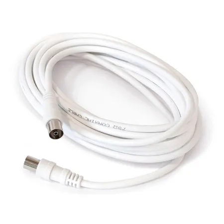 Tradineur - Cable para antena de Televisión - Longitud de 10 Metros - Salidas macho y Hembra - Cable Coaxial - Color Blanco