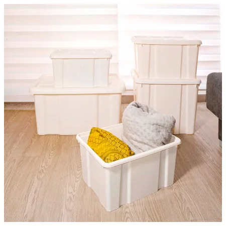 Tradineur - Caja de almacenaje con tapa N.º 18 - Fabricado en plástico - Capacidad de 60 L - Ideal para multiusos, ordenación y Tradineur - Caja de almacenaje con tapa N.º 18 - Fabricado en plástico - Capacidad de 60 L - Ideal para multiusos, ordenación y