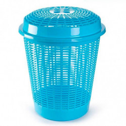 Tradineur - Cesto para ropa sucia con tapa, 57,5 x 45,7 cm, pongotodo redondo, cubo para almacenar la colada, diseño a rayas, fa