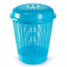 Tradineur - Cesto para ropa sucia con tapa, 57,5 x 45,7 cm, pongotodo redondo, cubo para almacenar la colada, diseño a rayas, fa