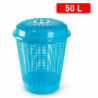 Tradineur - Cesto para ropa sucia con tapa, 57,5 x 45,7 cm, pongotodo redondo, cubo para almacenar la colada, diseño a rayas, fa