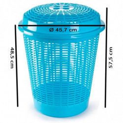 Tradineur - Cesto para ropa sucia con tapa, 57,5 x 45,7 cm, pongotodo redondo, cubo para almacenar la colada, diseño a rayas, fa