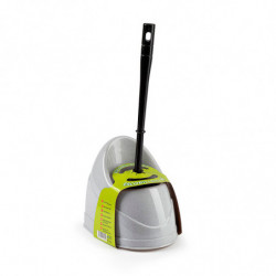 Tradineur - Escobillero Jaspeado WC - Fabricado en Plástico - Dispone de dos escobillas diferentes - 36,5 x 14,5 x 19,5 cm - Col