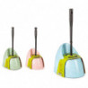 Tradineur - Escobillero WC - Fabricado en Plástico - Base tiene una forma alargada para adaptarse - 36,5 x 14,5 x 19,5 cm - Colo