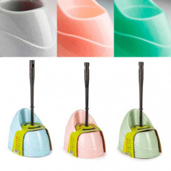 Tradineur - Escobillero WC - Fabricado en Plástico - Base tiene una forma alargada para adaptarse - 36,5 x 14,5 x 19,5 cm - Colo