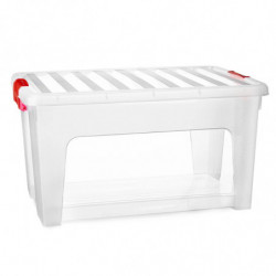 Tradineur - Caja de Almacenamiento Transparente KLIP de 36 Litros - Fabricado en Plástico - Cierre Hermético y Seguro - 36 x 52