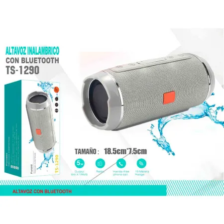 Tradineur - Altavoz portátil cilíndrico con bluetooth, banda FM, batería recargable, 3 horas duración, cable jack 3,5 mm, ranura Tradineur - Altavoz portátil cilíndrico con bluetooth, banda FM, batería recargable, 3 horas duración, cable jack 3,5 mm, ranura