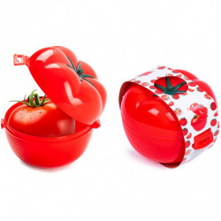 Tradineur - Pack de 2 Guardatomates - Fabricados en Plástico - Almacenamiento de Alimento - Diseño de Tomate - 8,5 x 10,5 x 12,5