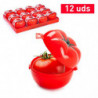 Tradineur - Pack de 2 Guardatomates - Fabricados en Plástico - Almacenamiento de Alimento - Diseño de Tomate - 8,5 x 10,5 x 12,5