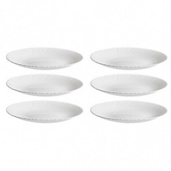 Tradineur - Pack de 6 Platos llanos modelo Titan - Fabricado en Vidrio Opal - Moderno diseño ondulado - Ideal para cenas familia