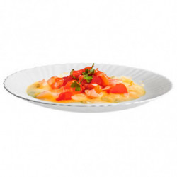 Tradineur - Pack de 6 Platos llanos modelo Titan - Fabricado en Vidrio Opal - Moderno diseño ondulado - Ideal para cenas familia