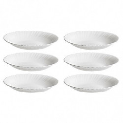 Tradineur - Pack de 6 Platos hondo modelo Titan - Fabricado en Vidrio Opal - Moderno diseño ondulado - Ideal para cenas familiar