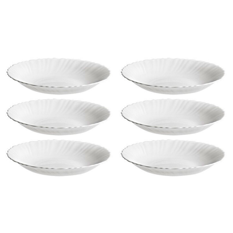 Tradineur - Pack de 6 Platos hondo modelo Titan - Fabricado en Vidrio Opal - Moderno diseño ondulado - Ideal para cenas familiar Tradineur - Pack de 6 Platos hondo modelo Titan - Fabricado en Vidrio Opal - Moderno diseño ondulado - Ideal para cenas familiar