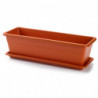 Tradineur - Jardinera con plato Rectangular "Terracota" - PLFT - Fabricado en Plástico - Macetero apto para Exterior e Interior