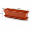 Tradineur - Jardinera con plato Rectangular "Terracota" - PLFT - Fabricado en Plástico - Macetero apto para Exterior e Interior
