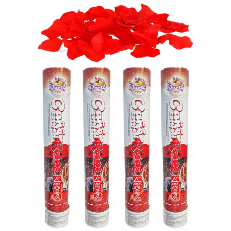 Tradineur - Pack de 4 cañones de confeti de aire comprimido, popper, cracker de confetti, cumpleaños, bodas, fiestas, celebracio