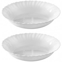 Tradineur - Pack de 2 Fuentes Redondo hondos modelo Titan - Fabricado en Vidrio Opal - Moderno diseño ondulado - Ideal para cena