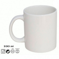 Tradineur - Pack de 6 tazas de porcelana, tazón desayuno, café, infusiones, diseño clásico, aptas para lavavajillas y microondas