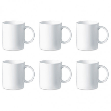 Tradineur - Pack de 6 tazas de porcelana, tazón desayuno, café, infusiones, diseño clásico, aptas para lavavajillas y microondas