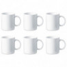 Tradineur - Pack de 6 tazas de porcelana, tazón desayuno, café, infusiones, diseño clásico, aptas para lavavajillas y microondas