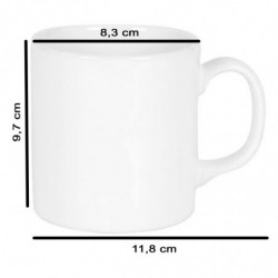 Tradineur - Pack de 6 tazas de porcelana, tazón desayuno, café, infusiones, diseño clásico, aptas para lavavajillas y microondas