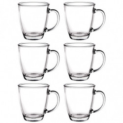 Tradineur - Pack de 6 Taza de vidrio Transparente - Modelo Lisboa - Capacidad de 30 CL - Apto para lavavajillas - Ideal para ser