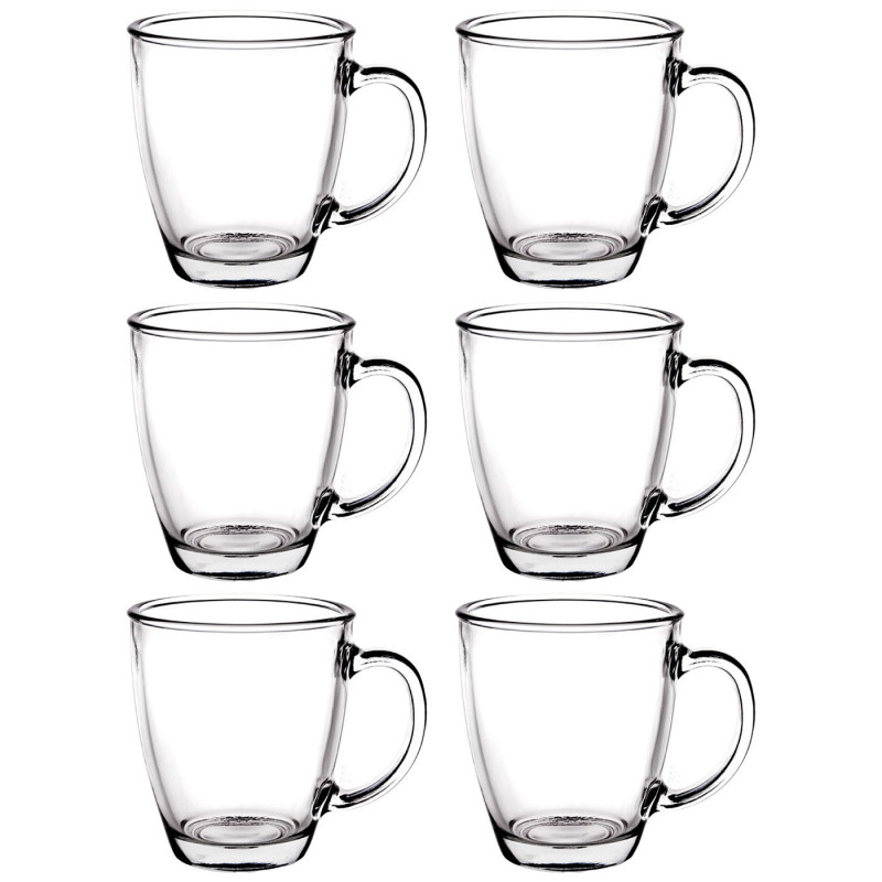 Tradineur - Pack de 6 Taza de vidrio Transparente - Modelo Lisboa - Capacidad de 30 CL - Apto para lavavajillas - Ideal para ser Tradineur - Pack de 6 Taza de vidrio Transparente - Modelo Lisboa - Capacidad de 30 CL - Apto para lavavajillas - Ideal para ser