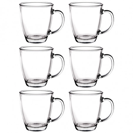 Tradineur - Pack de 6 Taza de vidrio Transparente - Modelo Lisboa - Capacidad de 30 CL - Apto para lavavajillas - Ideal para ser