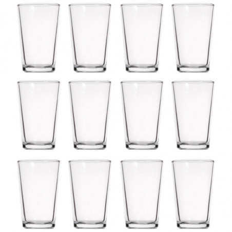 Tradineur - Pack de 12 Vasos modelo "Caña" - Capacidad de 9 cl (3,16 oz) - Fabricado en Vidrio - Apto para lavavajillas y microo