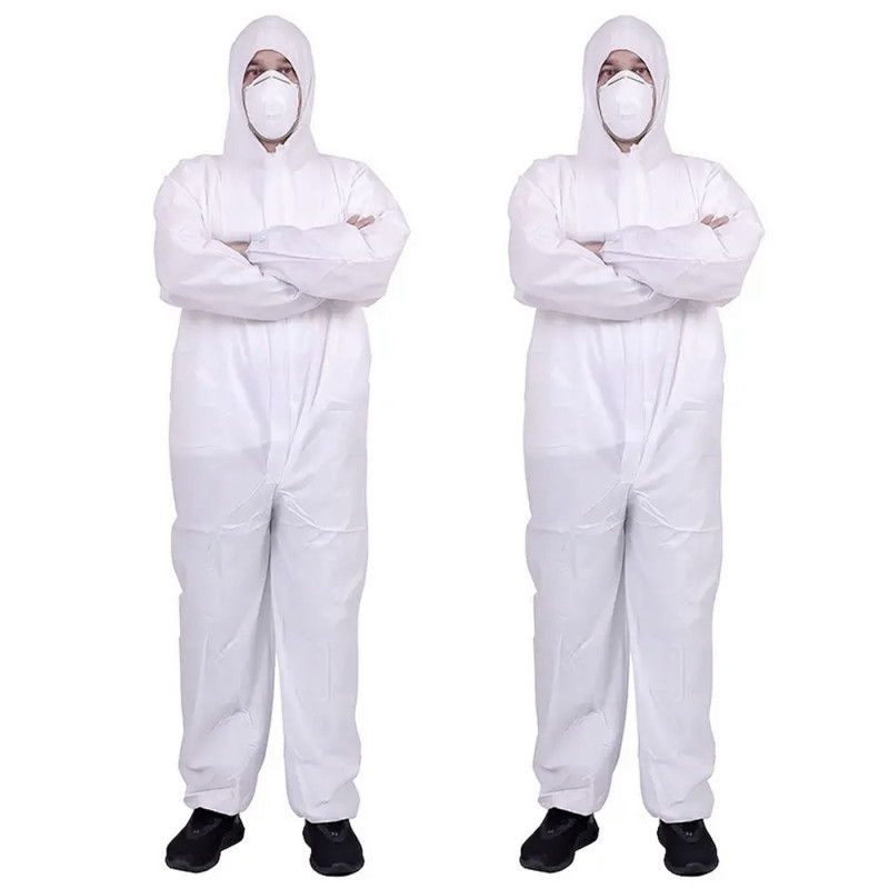 Tradineur - Pack de 2 trajes protectores de trabajo, mono desechable y ajustable, integral, protección, multiusos, bricolaje, me Tradineur - Pack de 2 trajes protectores de trabajo, mono desechable y ajustable, integral, protección, multiusos, bricolaje, me
