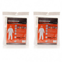 Tradineur - Pack de 2 trajes protectores de trabajo, mono desechable y ajustable, integral, protección, multiusos, bricolaje, me