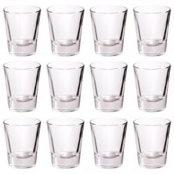 Tradineur - Pack de 12 Vasos modelo "Party" - Capacidad de 4,8 cl (1,60 oz) - Fabricado en Vidrio - Apto para lavavajillas y mic