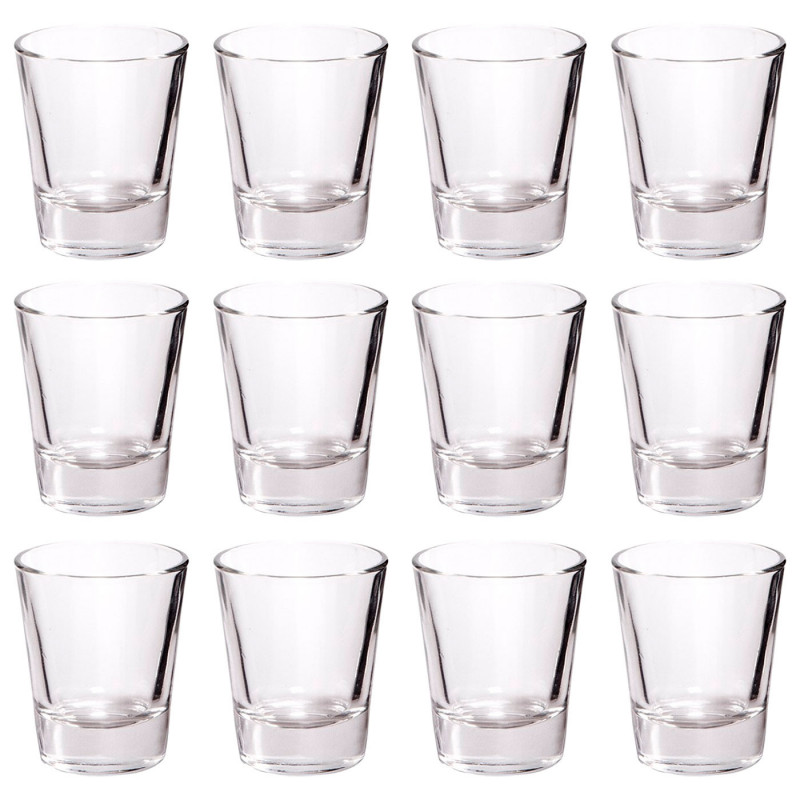 Tradineur - Pack de 12 Vasos modelo "Party" - Capacidad de 4,8 cl (1,60 oz) - Fabricado en Vidrio - Apto para lavavajillas y mic Tradineur - Pack de 12 Vasos modelo "Party" - Capacidad de 4,8 cl (1,60 oz) - Fabricado en Vidrio - Apto para lavavajillas y mic