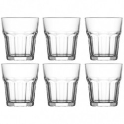 Tradineur - Pack de 6 Vasos modelo Aras - Fabricado en Cristal - Capacidad de 200 cc - Base gruesa - Apto para lavavajillas - Ø