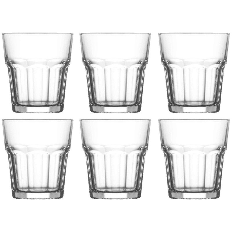 Tradineur - Pack de 6 Vasos modelo Aras - Fabricado en Cristal - Capacidad de 200 cc - Base gruesa - Apto para lavavajillas - Ø Tradineur - Pack de 6 Vasos modelo Aras - Fabricado en Cristal - Capacidad de 200 cc - Base gruesa - Apto para lavavajillas - Ø